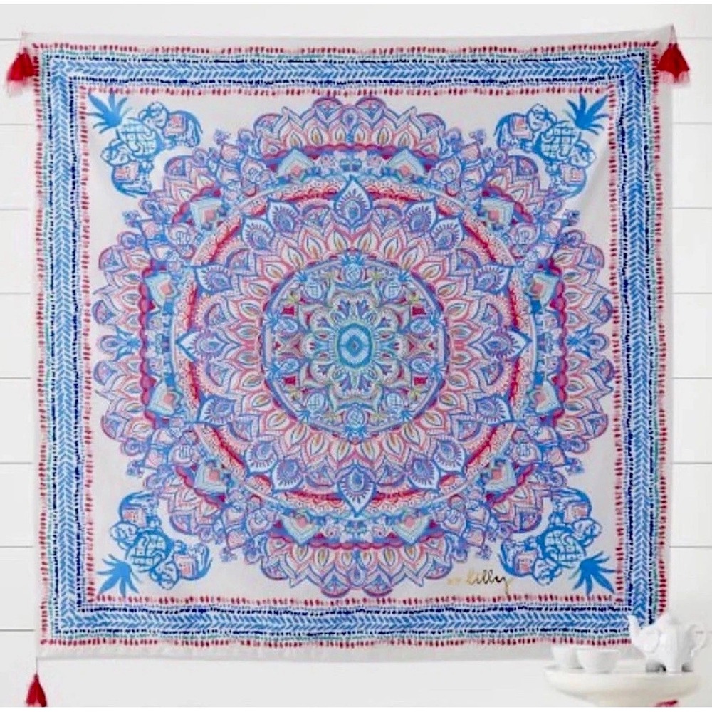 Lilly Pulitzer Pottery Barn Teen "Tassel Tapestry" 62" x62" Square Wall Hanging